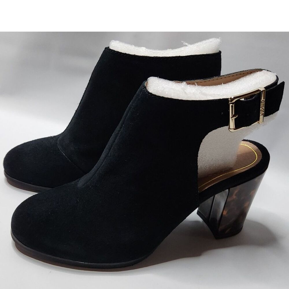 Vionic Perk Lacey Tortoise Black Ankle Strap Bootie Women’s 6.5